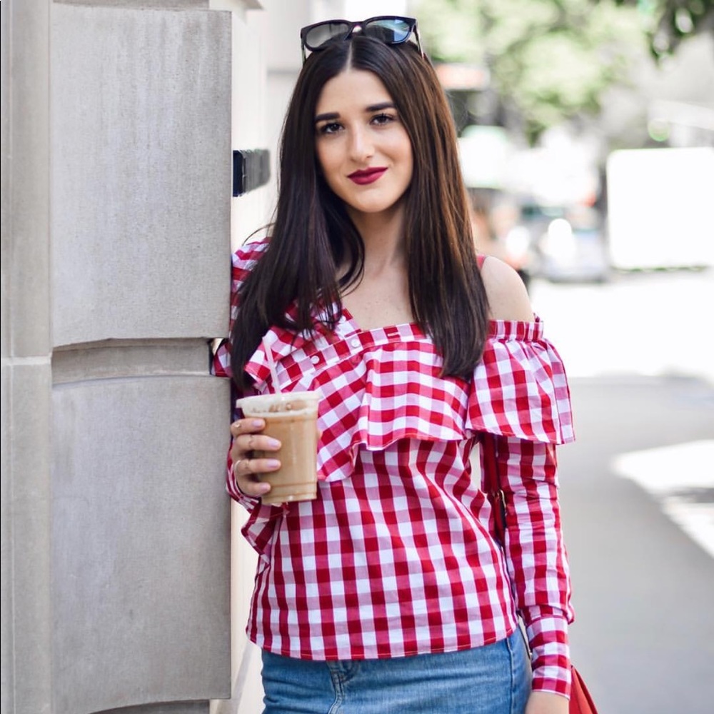 Walter baker red and white checked top